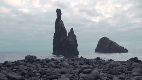 dramatic volcanic coastline at sunset