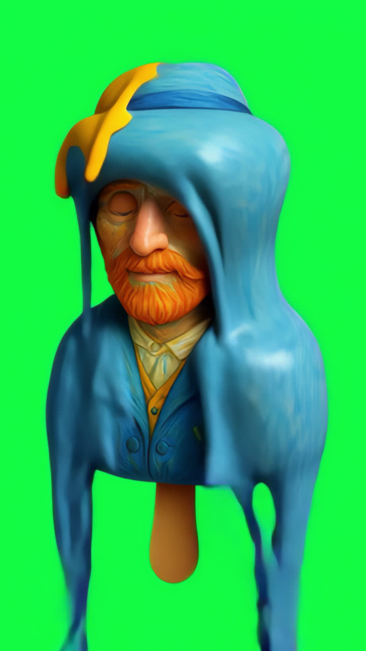 Animación de paleta de helado de Vincent van Gogh como recurso aislado, video 4K transparente, canal alfa, ProRes 4444.