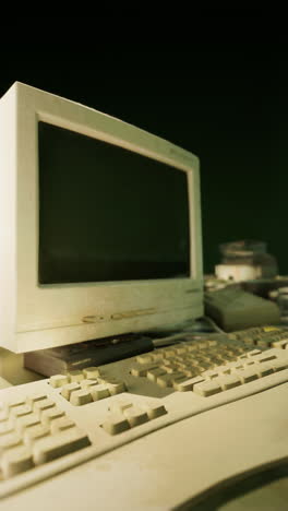 computadora con monitor de crt y teclado antiguo