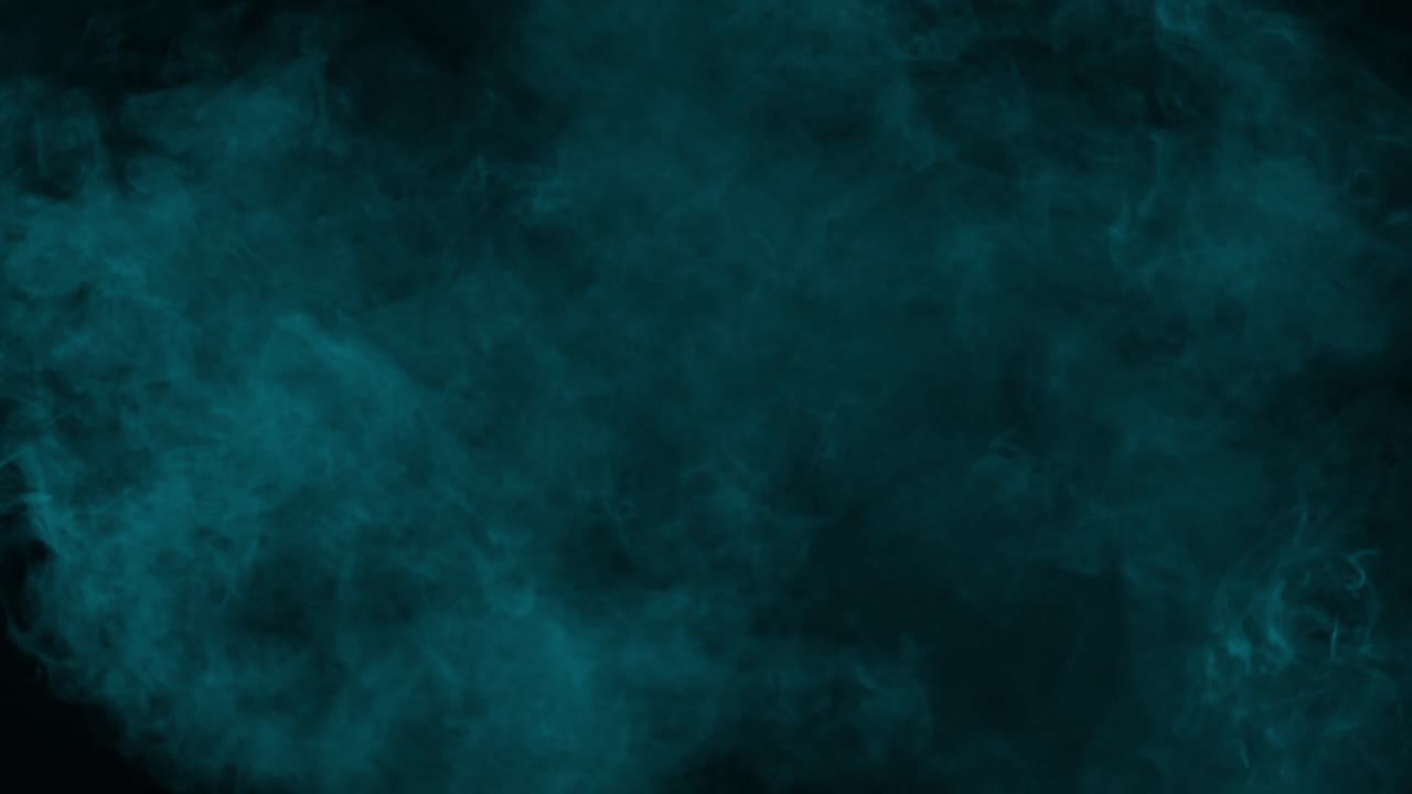 Abstract Teal Smoke Spreading on Black Background