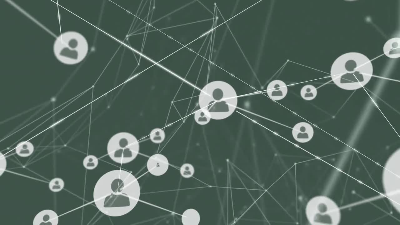 프로필 아이콘의 네트워크와 회색 배경에 대한 연결의 회전 네트워크의 애니메이션