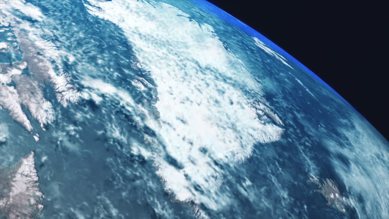 Vista satellitare dell'enorme calotta glaciale e della costa frastagliata della Groenlandia come vista dall'orbita. Illustra la vasta distesa bianca della tundra artica che incontra le acque blu profonde dell'Oceano Atlantico.