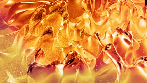 fondo abstracto en bucle con patrón líquido dorado brillante y ondulado en una superficie brillante y brillante. fluido amarillo viscoso como la superficie de papel dorado o vidrio brillante. hermoso telón de fondo festivo creativo.