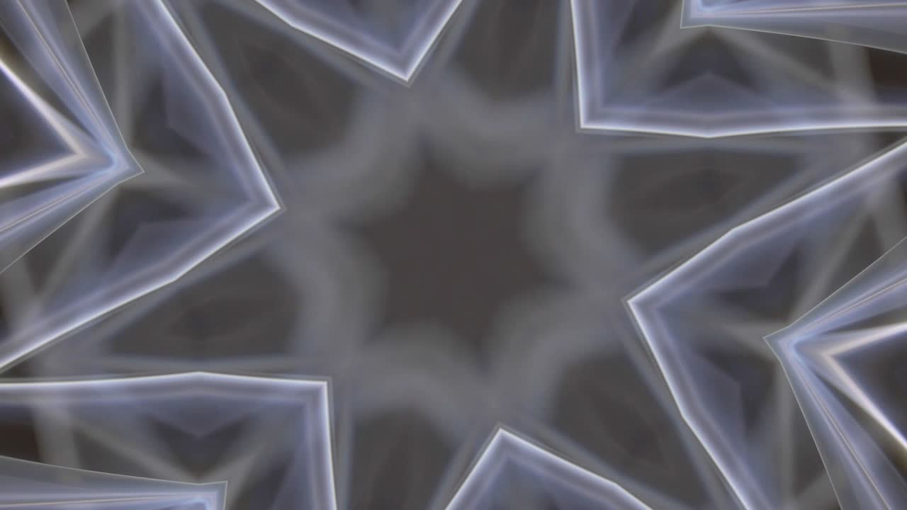caleidoscopio estrellas abstractas y formas de copos de nieve animación