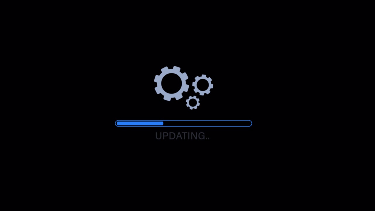 Digital Updating Progress Bar with Rotating Gears Animation