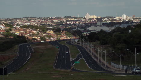 Time-lapse-of-the-road-in-a-small-city-inland,-Nacoes-norte,-Bauru,-Sao-Paulo,-Brazil