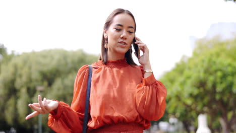 business woman, walking and phone call consulting