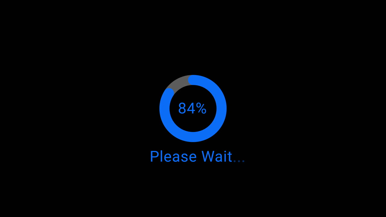 Circular Loading Progress Indicator with Percentage and Please Wait