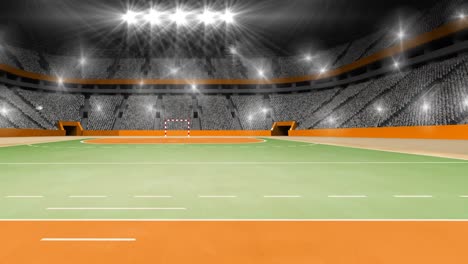 animation of handball sports stadium with lighting