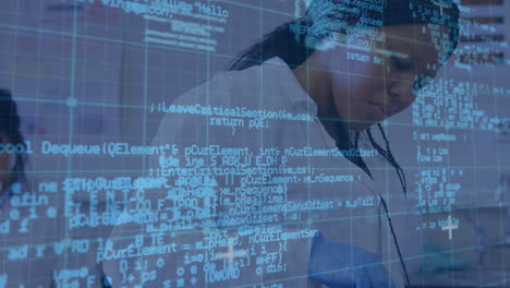 animación del procesamiento de datos sobre diversos científicos en el laboratorio