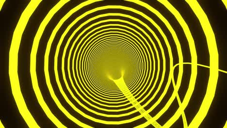 volando a través de un túnel de círculos brillantes que cambian de color.