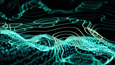 animación del procesamiento de datos a través de una red de conexiones