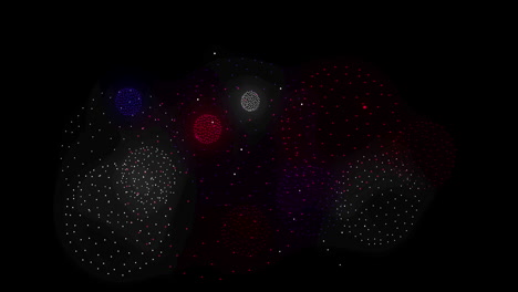 Animation of moving shapes over black background