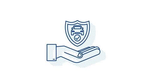 car insurance contract document over hands. shadow shield icon. protection. motion graphic