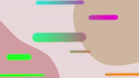 animation of colourful capsule shapes moving over beige and pink organic shapes