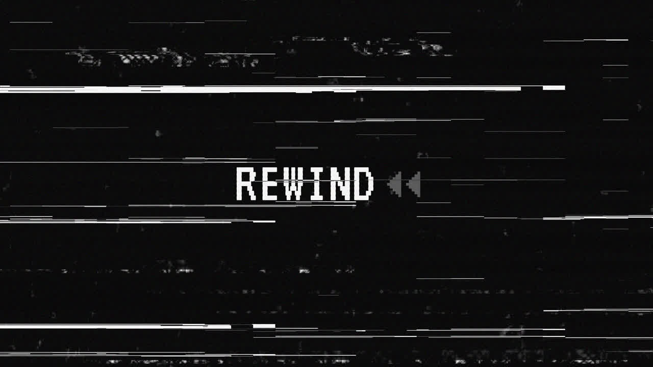 Teks Mundur Piksel dengan Efek Glitch dan Statis VHS