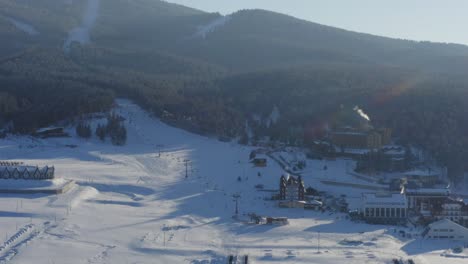 Ski-Resort-Sarikamis-in-Kars-Turkey-drone-footage-of-ropeway