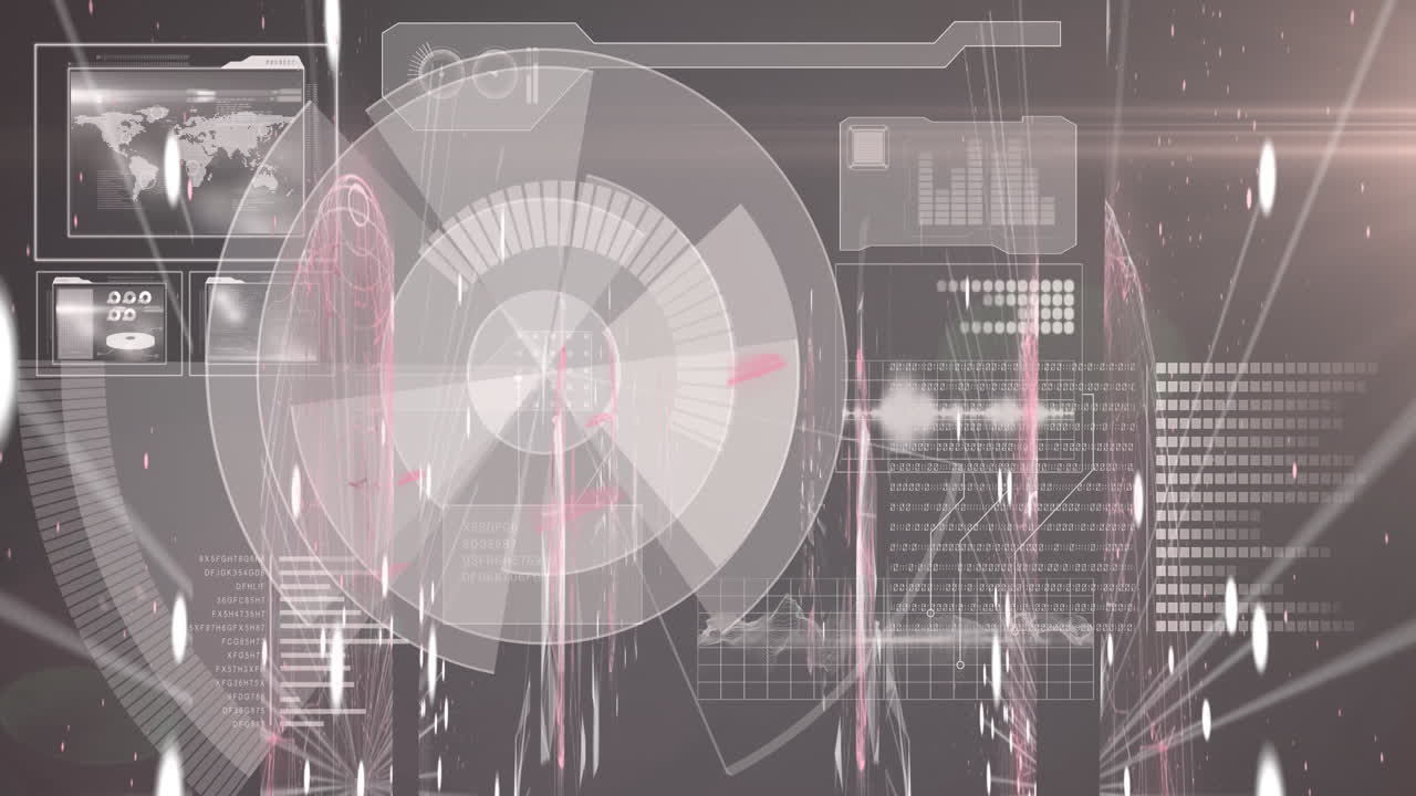 라운드 스캐너와 데이터 처리와 디지털 인터페이스에 대한 연결 네트워크의 화면