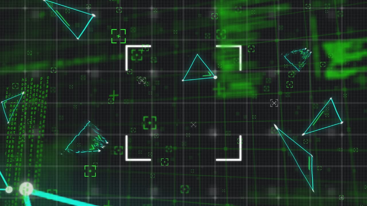 검은색 배경에 있는 데이터 처리 및 모양의 애니메이션