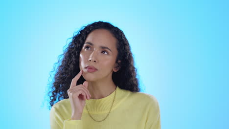 thinking, idea and woman in studio with agreement