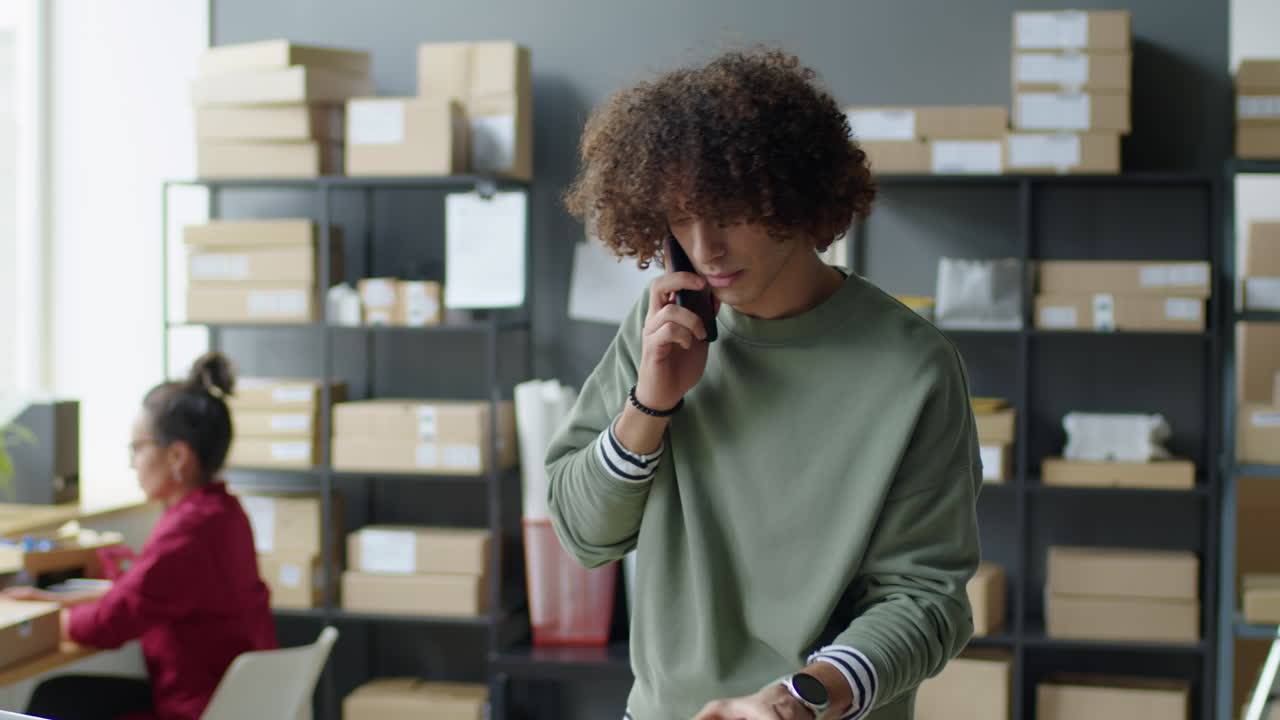 People working in a small office