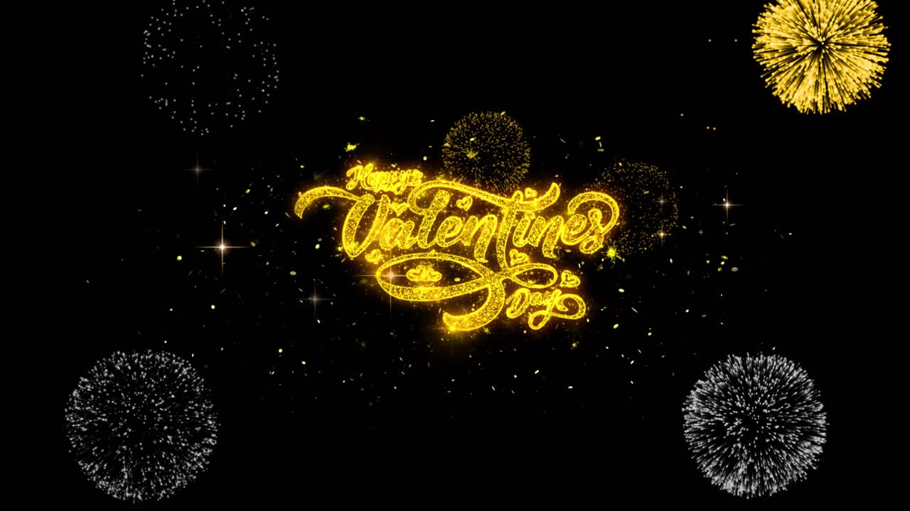 Grafica di Buon San Valentino con fuochi d'artificio