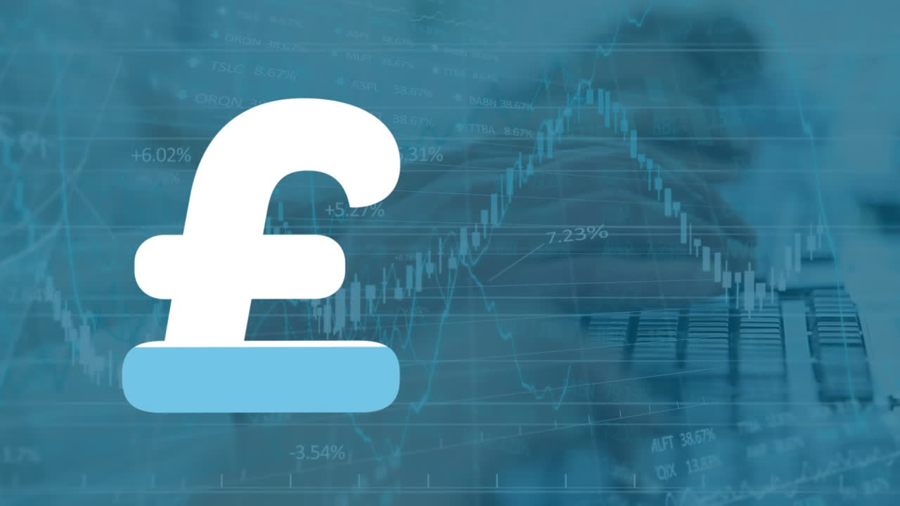 animazione del segno della moneta euro e interfaccia infografica su mani tagliate che digitano sulla tastiera