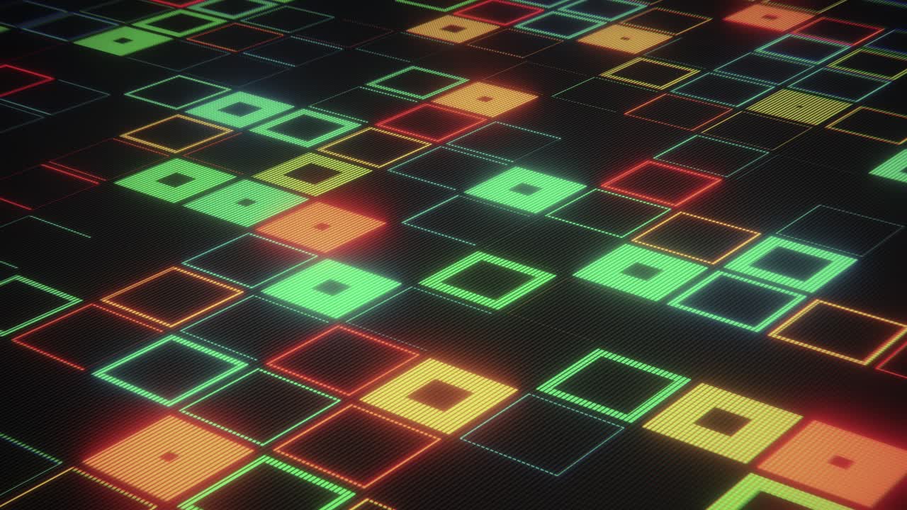 Dynamic Abstract Background with Flashing Neon Squares