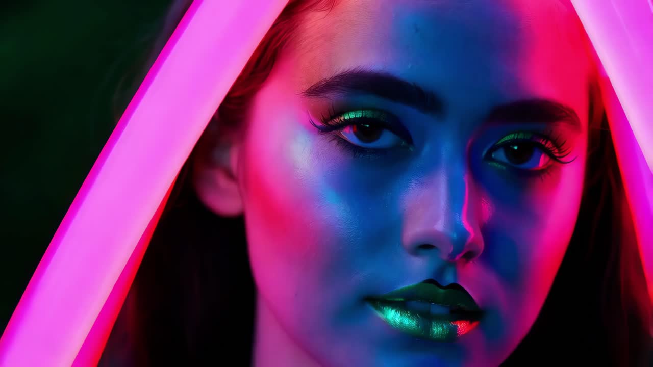 retrato de neón de una mujer