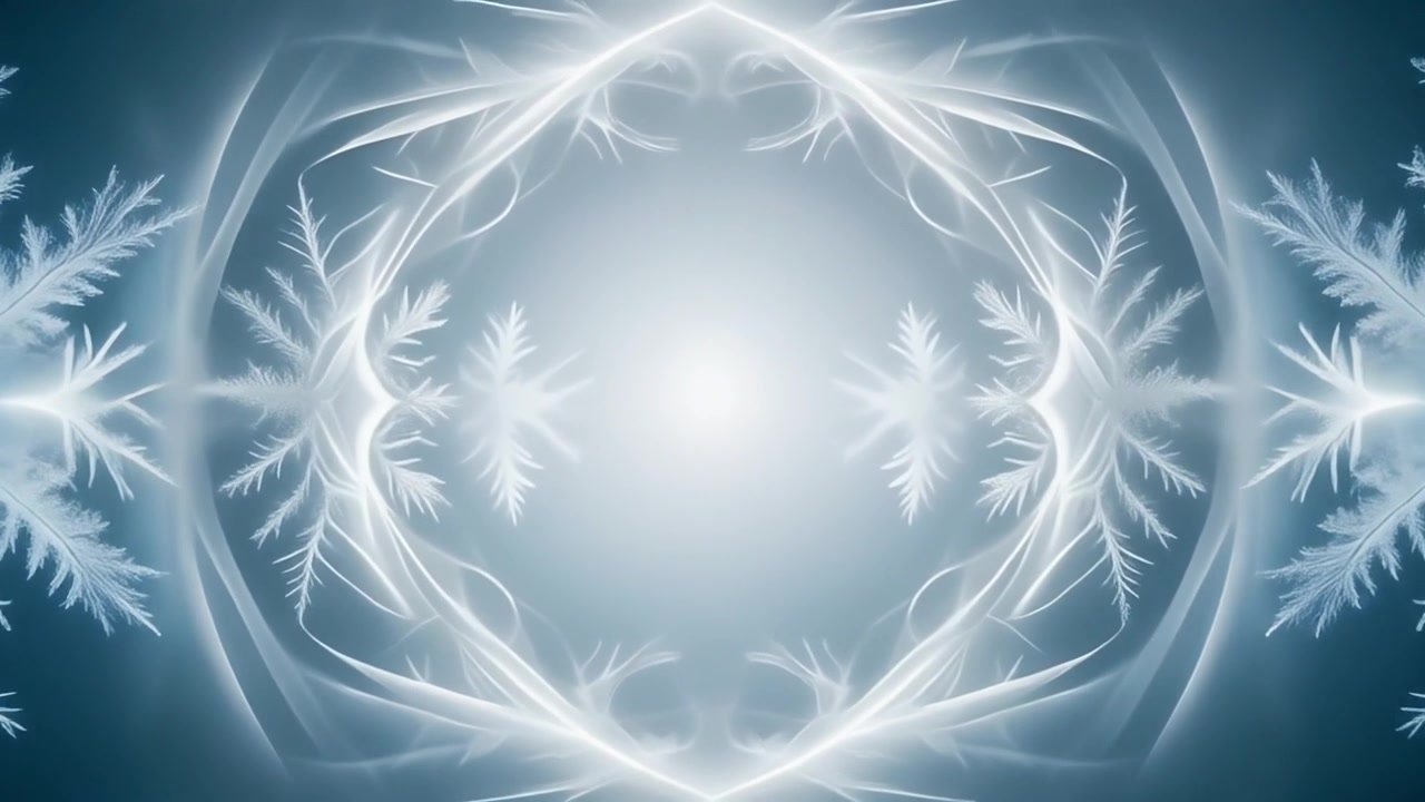 Motivo astratto di fiocchi di neve animati con effetti di luce luminosi.