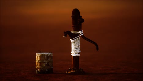 old rusted metal well in desert