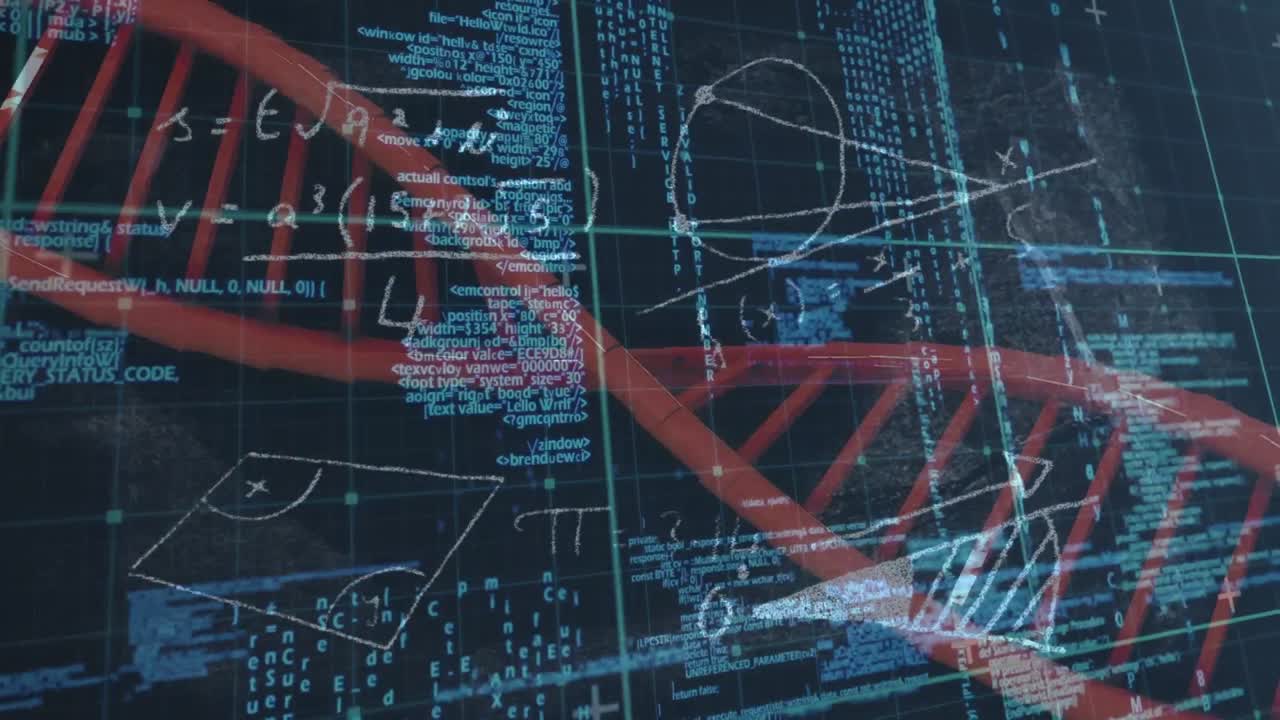 animación de pantalla digital con datos biológicos sobre el fondo de la marina