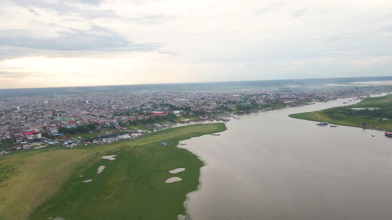 Panoramic View Of Pier In Iquitos City In Peru - Drone Shot