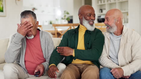 senior, men and watching sport on tv