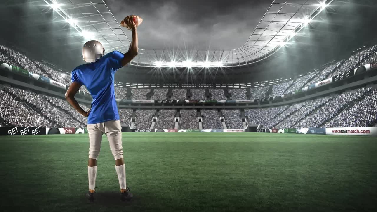 팬 들 을 마주하고 있는 미국 축구 선수