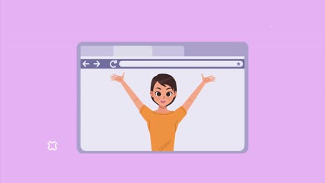 young boy teenager in webpage animation