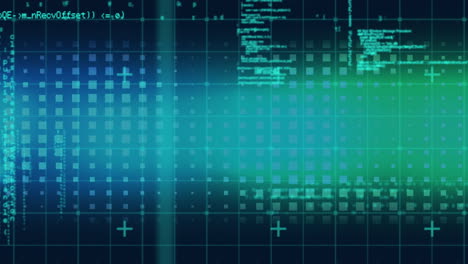 animación del procesamiento de datos sobre cuadrados y cuadrícula en el fondo