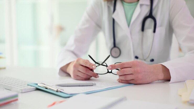 Doctor at Desk with Medical Equipment