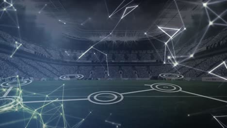 animation of constellations and network of connections over stadium