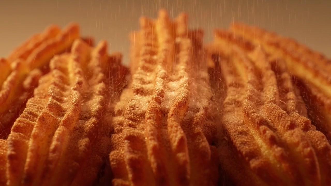 Gula Kayu Manis Ditaburkan di Atas Churros Goreng Segar