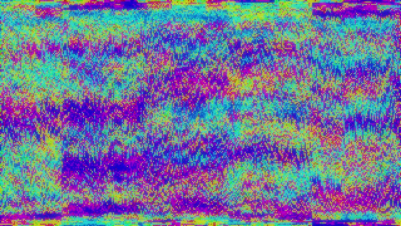 Colorful waves flickering and flashing against blue background