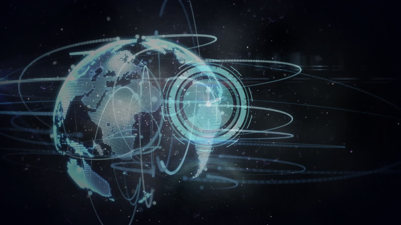 Animation of globe, clock and network of connections