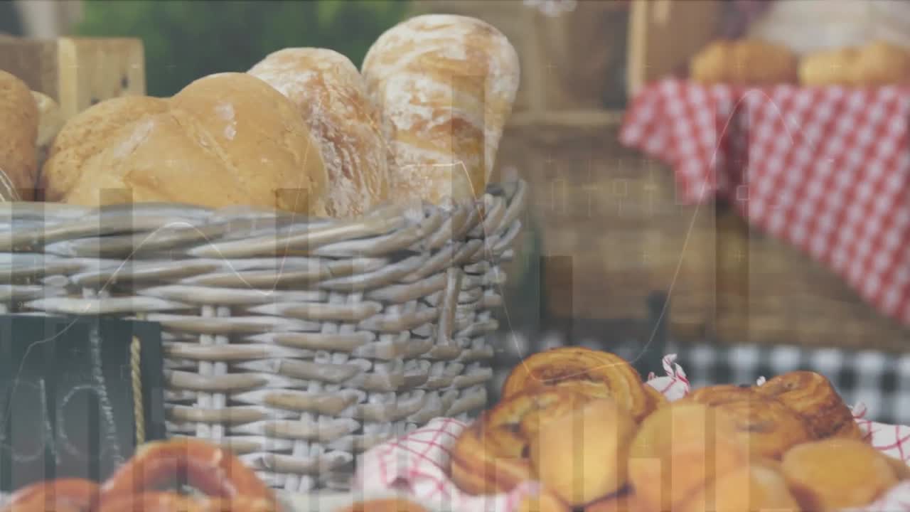 Animation of data processing over bakery