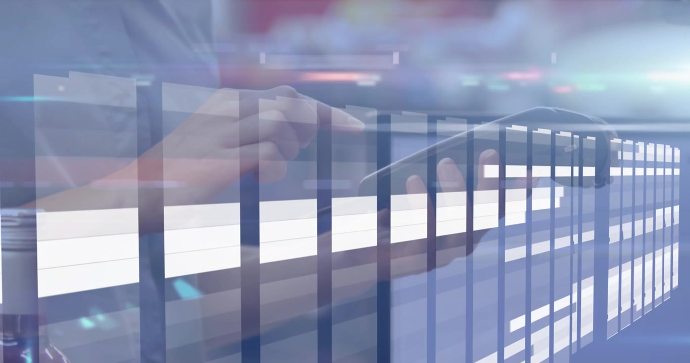 Animation of light spots over hand paying with credit card