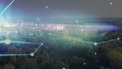 animación de redes de conexiones sobre el paisaje