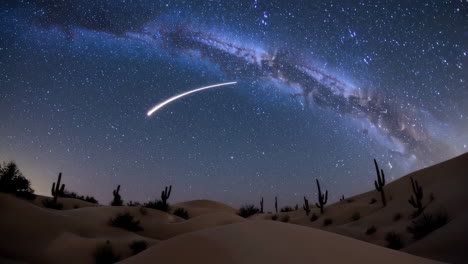 milky way over desert dunes at night