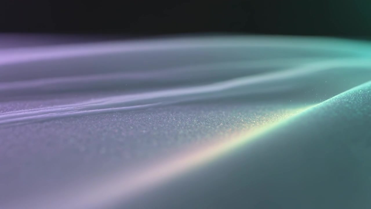 Loop starting, luminous ridge and translucent bands gliding over granular plane, creating calm glow