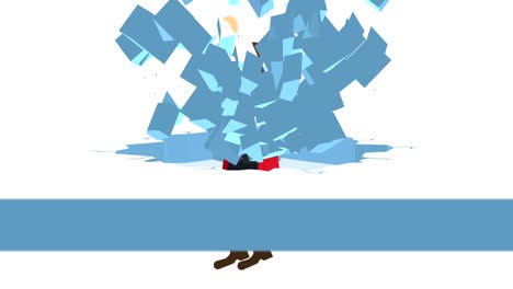 super héroe hombre de negocios rompiendo la pared. libertad y concepto de desafío. ilustración de bucle en estilo plano.