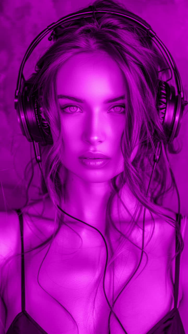 mujeres con altavoces de audio y auriculares hechos de ai