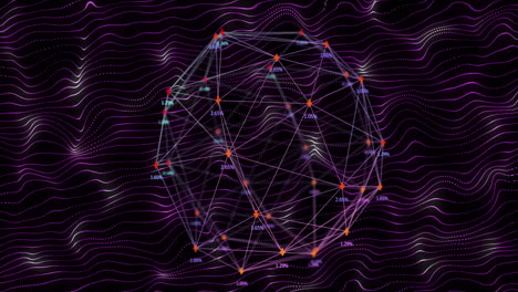 animación de la red de conexiones con procesamiento de datos sobre formas en movimiento.